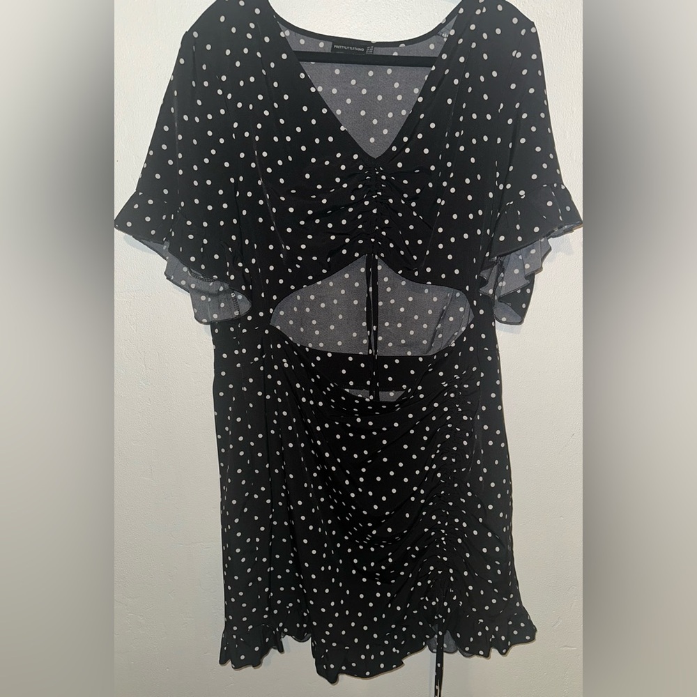 PrettyLittleThing Black and White Polka Dot Dress